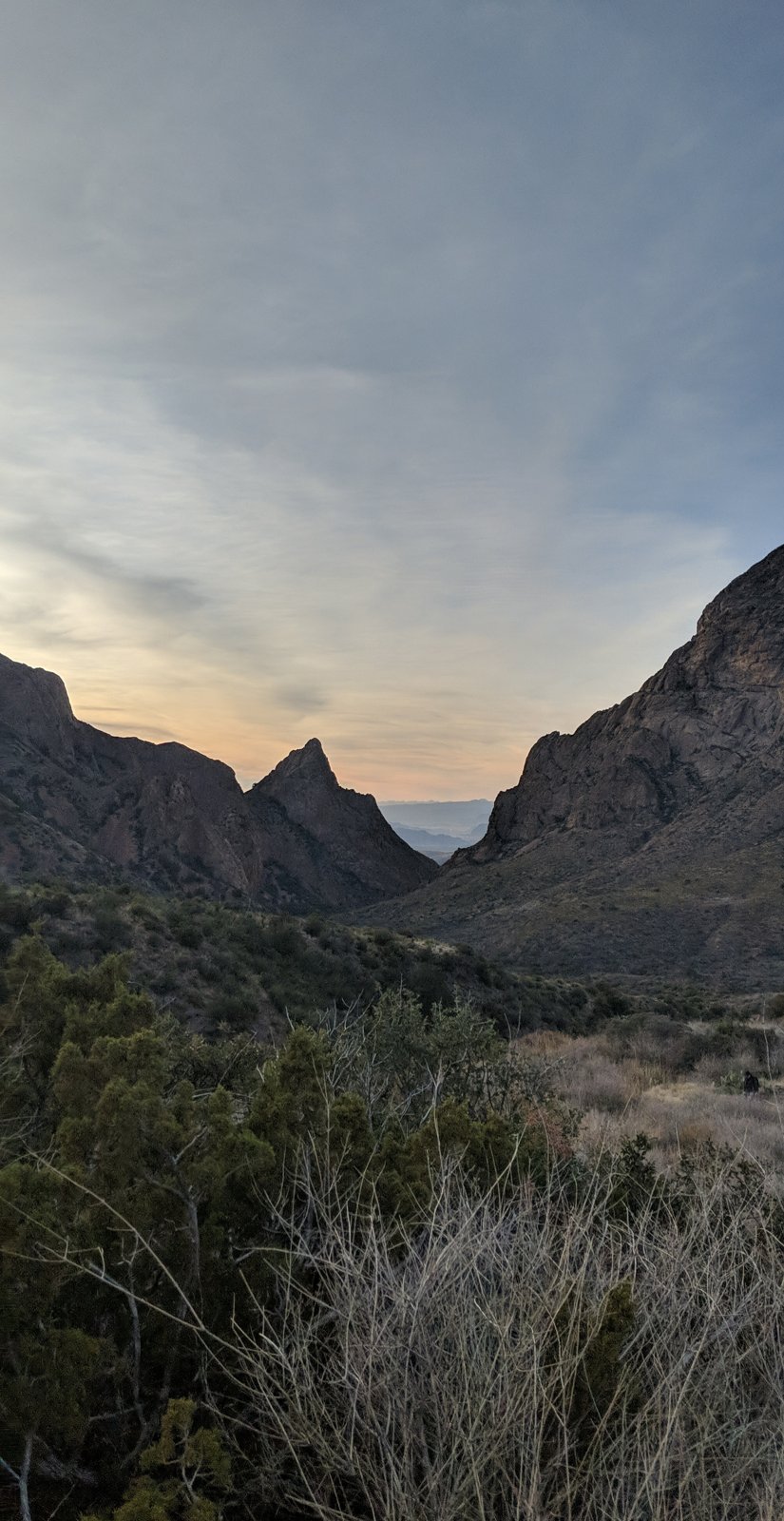 A desert canyon at dusk, Big Bend.